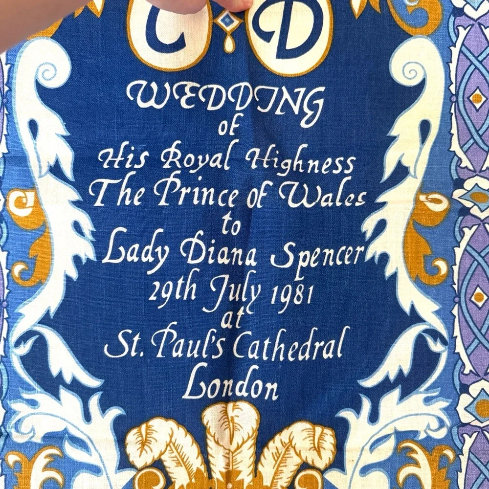 Wedding Announcement Blue Banner Lady Princess Diana Prince of Wales 28x18in